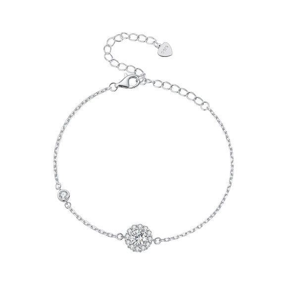 925 Sterling Silver Moissanite 0.5ct Bracelet with Pavé Setting for Women