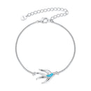925 Sterling Silver Synthetic Opal Bracelet with White Gold Plating-1