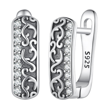 925 Sterling Silver Earrings with Pavé Setting CZ - 1.3m x 0.5m for Women