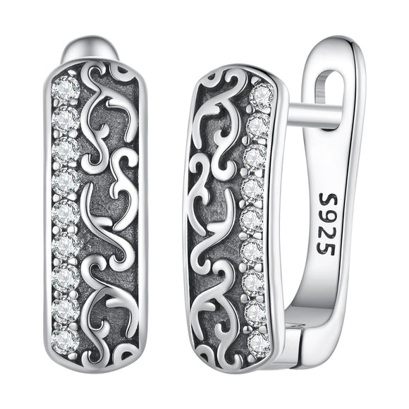 925 Sterling Silver Earrings with Pavé Setting CZ - 1.3m x 0.5m for Women