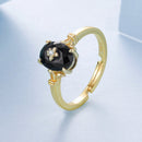 925 Sterling Silver Gold-Plated CZ Pavé Ring for Women-3
