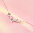925 Sterling Silver Necklace with CZ & Resin Pendant, 18x39mm, Plated with White Gold-6