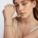 925 Sterling Silver & White Gold Plated Pave Setting CZ Bracelet 15+6cm-7