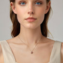 925 Sterling Silver Necklace with Natural Golden Sunstone, 40+5cm, Plated White Gold for Women-4