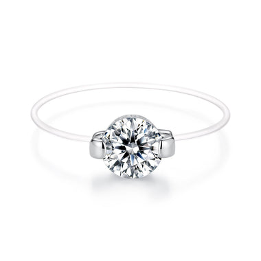 925 Sterling Silver White Gold Plated CZ Ring Size 6 for Women