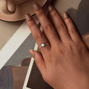 925 Sterling Silver + Plated White Gold Larimar Ring - Style E - 1.6mm Width-5