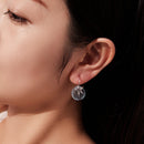 925 Sterling Silver Earrings with Nano Opal Stone and CZ in White Gold Plated, 2.8cm for Women-7