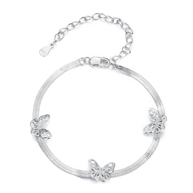 925 Sterling Silver Plated White Gold Adjustable Bracelet for Women