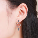 925 Sterling Silver Oxidized Pavé Setting CZ Earrings-7