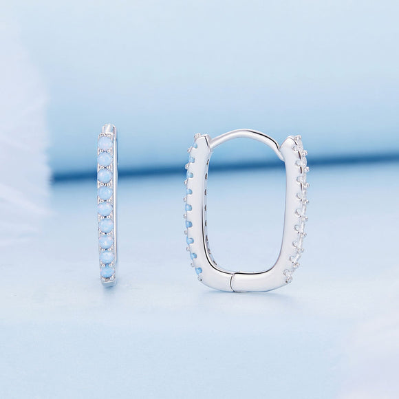 925 Sterling Silver Opal Earrings with Platinum Plating for Women