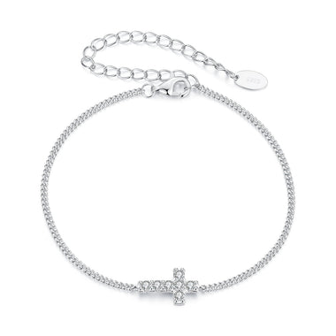925 Sterling Silver Moissanite Bracelet 15+6cm, Plated White Gold, for Women