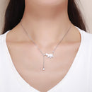 925 Sterling Silver Necklace 38-45cm with 1.4*2.5cm Pendant for Women-7