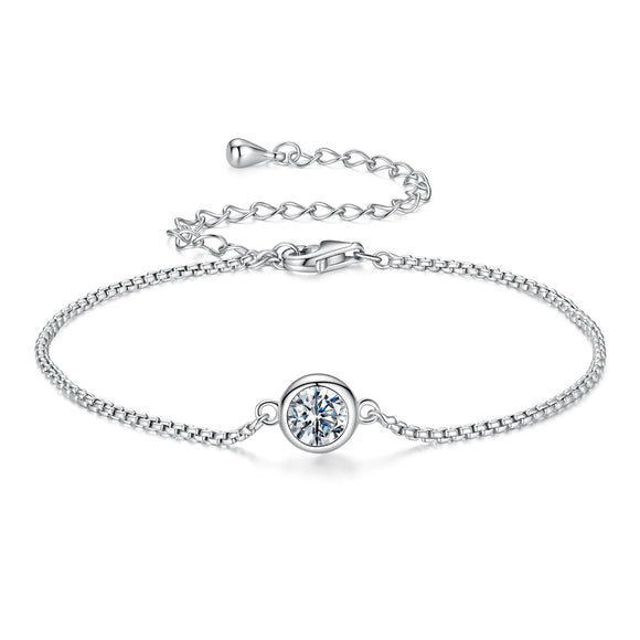 925 Sterling Silver 0.50 Carat Moissanite Bracelet for Women