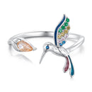 925 Sterling Silver Enamel Pavé Setting Ring for Women-2
