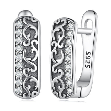 925 Sterling Silver Earrings with Pavé Setting CZ - 1.3m x 0.5m for Women - 0
