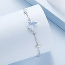 925 Sterling Silver White Gold Plated Bracelet with Enamel and CZ - 15+6cm Length-4