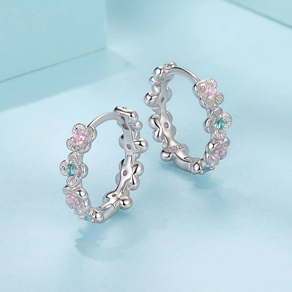925 Sterling Silver Earrings with CZ and White Gold Plating