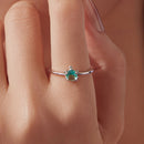 925 Sterling Silver White Gold Plated Transparent Glass Turtle Ring-6