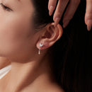 925 Sterling Silver & Brass Earrings with White Gold Plating, 2.0x0.8cm for Women-7