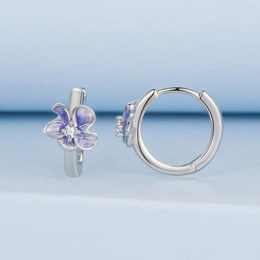 925 Sterling Silver White Gold Plated Enamel CZ Hoop Earrings for Women - 0