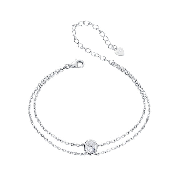 925 Sterling Silver Moissanite 1 Carat Bracelet for Women - White Gold Plated, 150+60mm