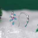925 Sterling Silver White Gold Plated Enamel Earrings-4