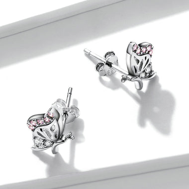 925 Sterling Silver Earrings with CZ in Pavé Setting - 0