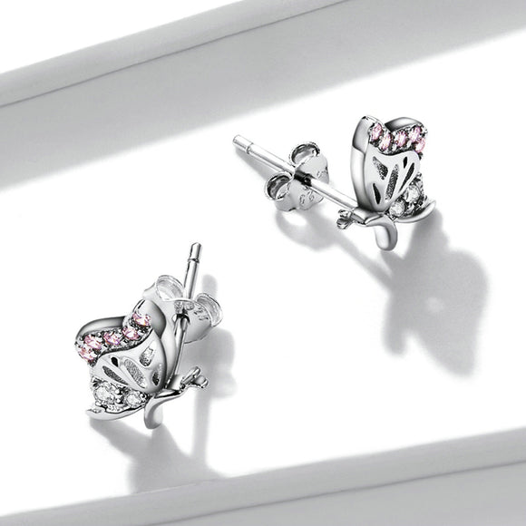 925 Sterling Silver Earrings with CZ in Pavé Setting