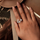925 Sterling Silver Women's Ring with Pavé Set CZ and White Gold Plating - Style E-5