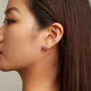 925 Sterling Silver Earrings with Pavé Setting CZ, Oxidized Finish, 1.3cm for Women-6