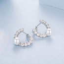925 Sterling Silver White Gold Plated 1.6cm Hoop Earrings with Synthetic Pearl for Women-3