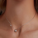 925 Sterling Silver + Moissanite Adjustable Necklace for Women - White Gold 0.5ct & 0.1ct-6