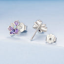 925 Sterling Silver Earrings with Nano Opal Stone and CZ, White Gold Plated, 0.7cm, for Women-4