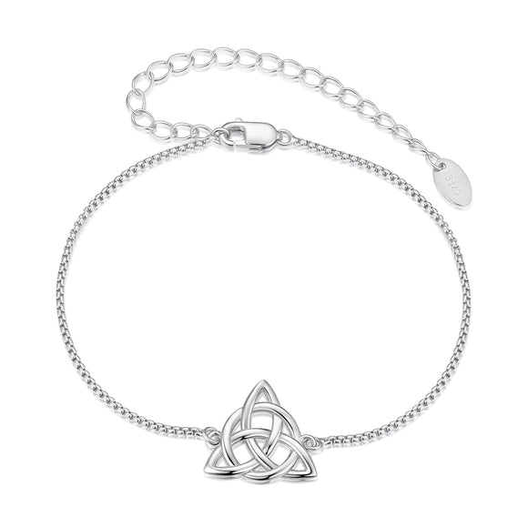 925 Sterling Silver White Gold Plated Bracelet with Length 15+6cm for Women