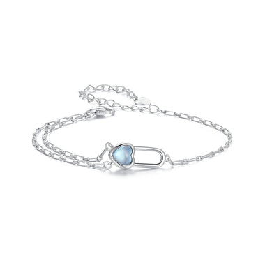 925 Sterling Silver Aquamarine Bracelet for Women - 0