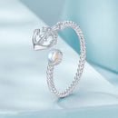 925 Sterling Silver & White Gold Pave Setting Moonstone Ring for Women-3