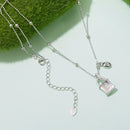 925 Sterling Silver White Gold Plated Necklace with CZ and Nacre for Women-4