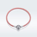 925 Sterling Silver Pavé Setting CZ Bracelet with Genuine Leather for Women-6