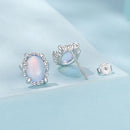925 Sterling Silver Earrings for Women with Transparent Glass, 1.0*0.9cm-2