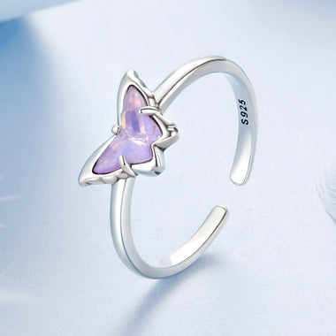 925 Sterling Silver Transparent Glass Pendant Rings for Women - 0