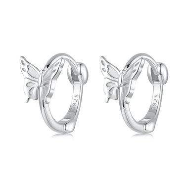 925 Sterling Silver Earrings with White Gold Plating, 1.1x0.7 cm, for Women