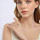925 Sterling Silver Women's Ring with Pavé Set CZ and White Gold Plating - Style E-7