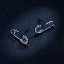 925 Sterling Silver Earrings for Women - 1.7x0.6cm, Platinum Plated with Pavé Setting CZ-6