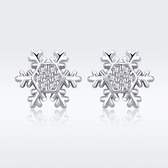 S925 Sterling Silver Earrings with CZ in Pavé Setting - 0.8*0.8cm for Women