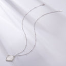 925 Sterling Silver Necklace with White Gold Plating, 40+5cm Length, CZ & Mother of Pearl Pendant for Women-4