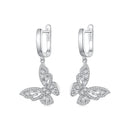 925 Sterling Silver Earrings with Pavé Setting CZ, 37x19mm for Women-2