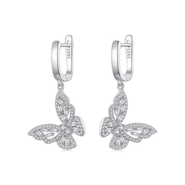925 Sterling Silver Earrings with Pavé Setting CZ, 37x19mm for Women - 0