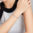 925 Sterling Silver Bracelet with Pavé Setting CZ and Platinum Plating, 17cm for Women-8