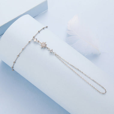 925 Sterling Silver White Gold Plated CZ Bracelet 15+6cm for Women - 0