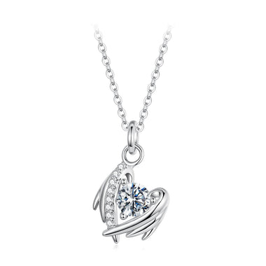 925 Sterling Silver Moissanite White Gold Plated Necklace for Women, Length 40+5cm - 0